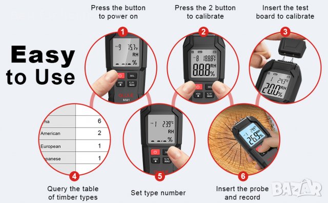 Цифров влагомер QLUUE ММ1, снимка 8 - Измервателни инструменти - 39645486