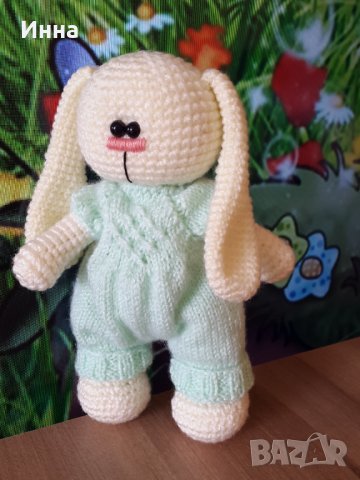 Плетена играчка Заек-Беби, Плетени, ръчно изработени, прекрасен подарък, снимка 12 - Плюшени играчки - 38318925