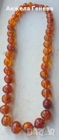 Стилно колие от балтийски естествен кехлибар, цвят коняк, снимка 3 - Антикварни и старинни предмети - 37866552