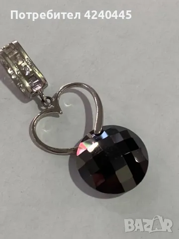 Сребърна висулка с оникс, снимка 3 - Колиета, медальони, синджири - 50301165