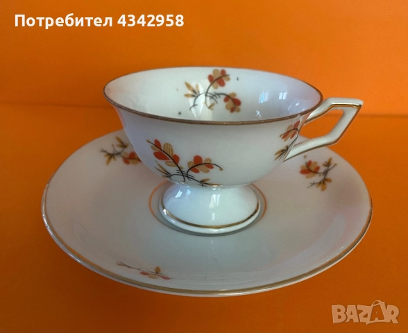 Миниатюрна винтидж чаша и чинийка 1920-1930 г.