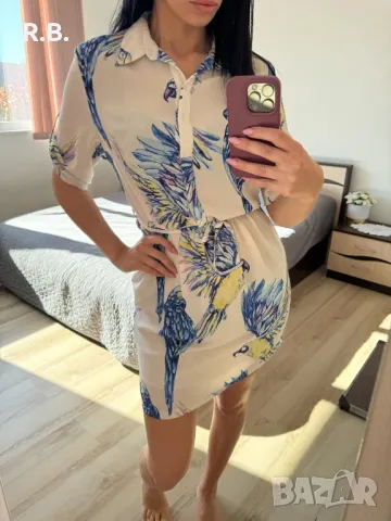 Alessa, рокля с папагали, L размер, снимка 5 - Рокли - 47736238