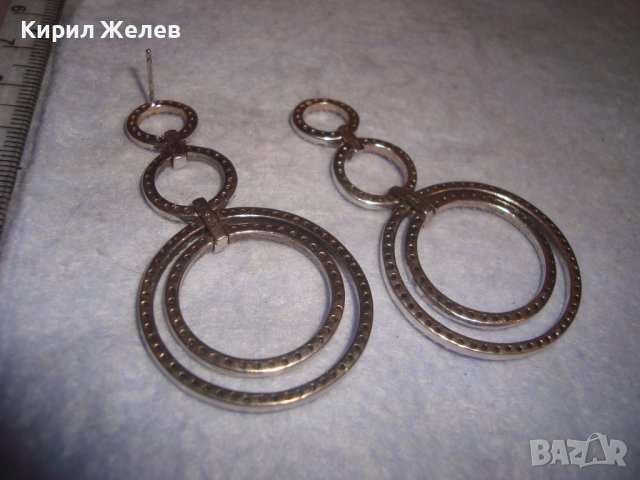 КРАСИВИ СТАРИ СРЕБЪРНИ КРИСТАЛНИ ВИНТИДЖ - АРТ ОБЕЦИ 32587, снимка 13 - Обеци - 38382045