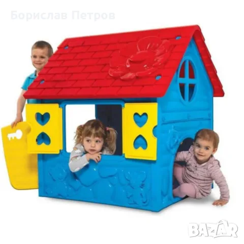 Детска градинска къщичка – Синя къща за игра на открито и закрито с отваряеми врати и прозорци, снимка 8 - Играчки за стая - 55972304