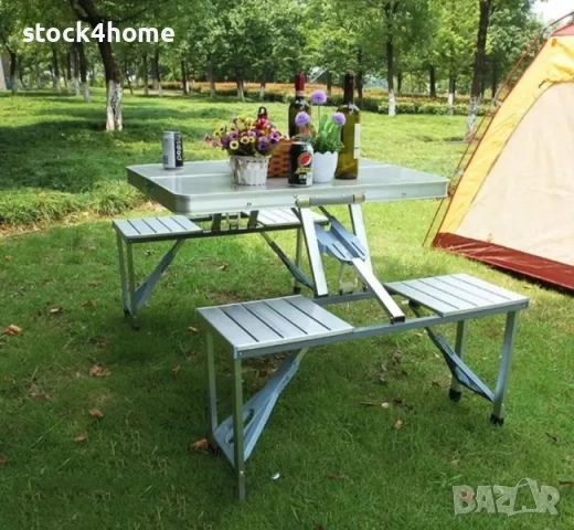 Сгъваема маса за къмпинг със столове тип куфар, Алуминиеви, снимка 3 - Къмпинг мебели - 53877694