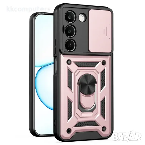 За Realme C100 5G / C83 5G Удароустойчив TPU PC Калъф с Въртяща Стойка, Плъзгащо Капаче за Камерата , снимка 3 - Калъфи, кейсове - 56184702