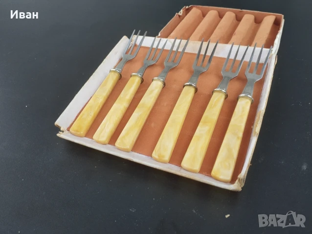 Руски комплект вилици за десерт, снимка 4 - Антикварни и старинни предмети - 51059115