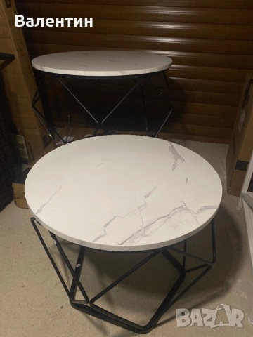 Комплект от 2 кръгли масички с място за съхранение, снимка 6 - Маси - 53111816