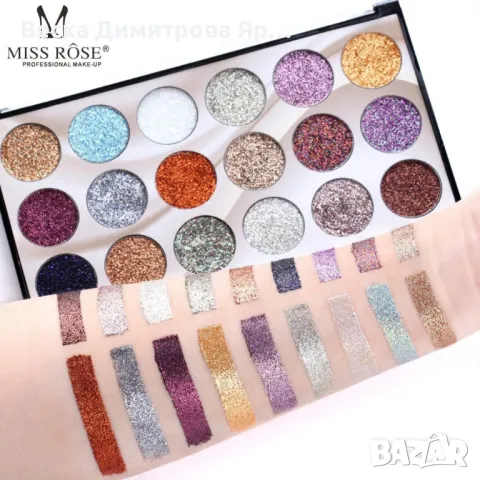 Цветна палитра с блясък MISS ROSE, снимка 11 - Декоративна козметика - 47700084