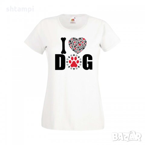 Дамска тениска Свети Валентин I Love Dog, снимка 3 - Тениски - 35647609