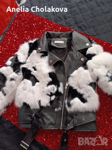кожено яке с пух, снимка 2 - Якета - 52583534