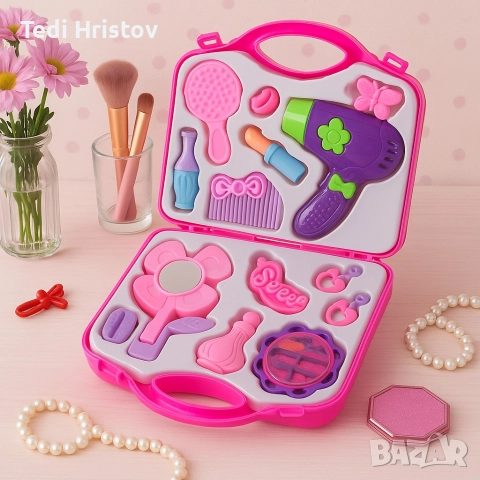 Детски козметичен комплект в куфарче, снимка 2 - Кукли - 52584347
