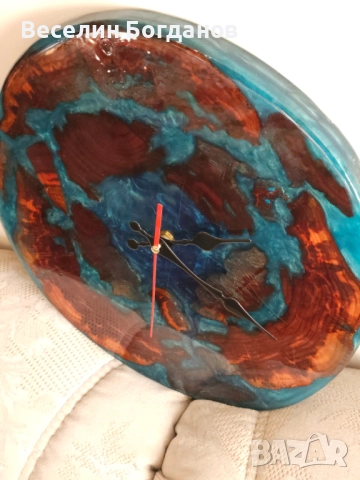 Часовник изработен от епоксидна смола и дърво , снимка 11 - Стенни часовници - 52951974
