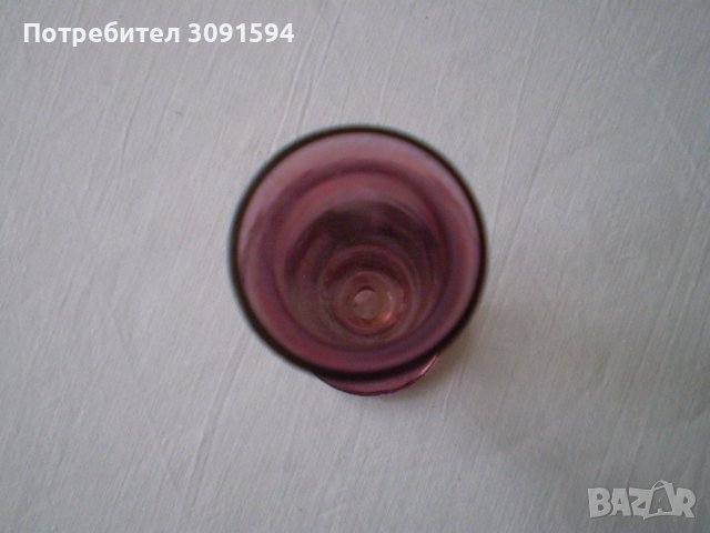  Ръчно издухана стъклена ваза с боровинков цвят, снимка 4 - Антикварни и старинни предмети - 40600255