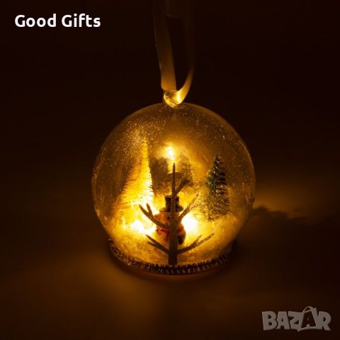LED Светеща коледна топка със Снежен човек,10см, снимка 3 - Декорация за дома - 42703991