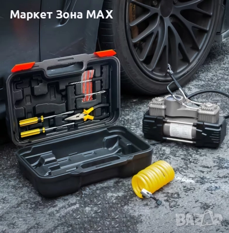 Супер Компресор за Гуми с Куфар – Бързо и Лесно Надуване до 150 PSI, снимка 8 - Аксесоари и консумативи - 52893581
