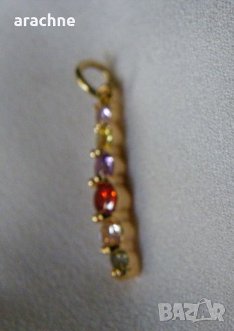 Позлатен сребърен коктейлен медальон с топаз, цитрин,аметист и турмалини, снимка 4 - Колиета, медальони, синджири - 31085340