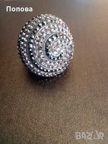 Уникален огромен сребърен пръстен със Сваровски кристали , снимка 6 - Пръстени - 30538197