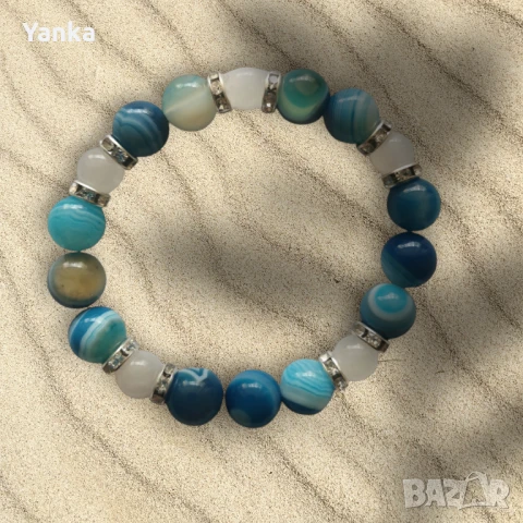 Гривна ръчна изработка - Blue , снимка 5 - Гривни - 51288086