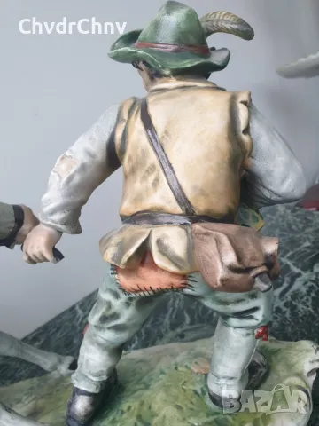 Capodimonte статуетка 40см/Каподимонте стара порцеланова фигура-композиция/мъж с магаре, снимка 7 - Статуетки - 50309706