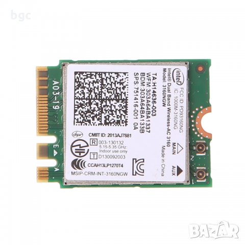 НОВА Двубандова Wi-Fi Мрежова Карта Wireless-AC 3160 Intel 3160HMW 2.4 + 5GHz 802.11 a/b/g/n/AC, снимка 9 - Части за лаптопи - 33920485