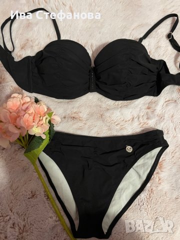 Нов черен класически бански изчистен модел половинки горнище и долнище сет от две части комплект , снимка 3 - Бански костюми - 38820546