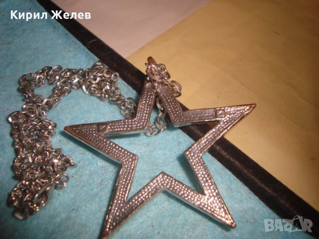 СТАР СРЕБРИСТ АРТ МЕДАЛЬОН - ЗВЕЗДА с ФАСЕТИРАНИ БЛЕСТЯЩИ КРИСТАЛИ 25194, снимка 3 - Колиета, медальони, синджири - 35193795