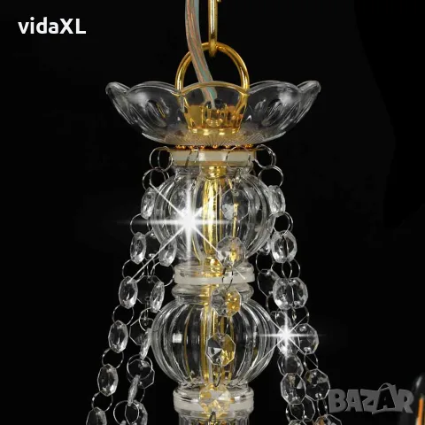 vidaXL Полилей с кристали, златист, 8 х Е14 крушки, снимка 4 - Полилеи - 56146570