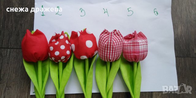 Текстилни лалета, снимка 5 - Изкуствени цветя - 24074189