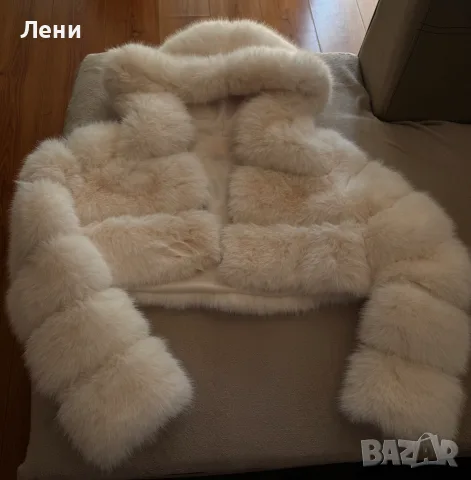 Бяло пухено яке fur coat , снимка 4 - Якета - 56293335