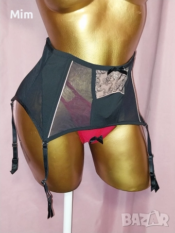 Hunkemoller M Черен еластичен колан с жартиери за чорапи 