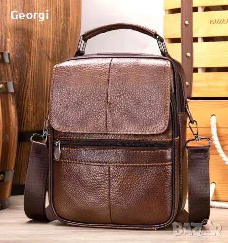 Мъжка функционално/ежедневна чанта /Естествена кожа в три модерни цвята!