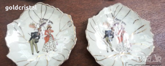 Ретро чинийки фин порцелан с позлата , снимка 2 - Антикварни и старинни предмети - 17304483