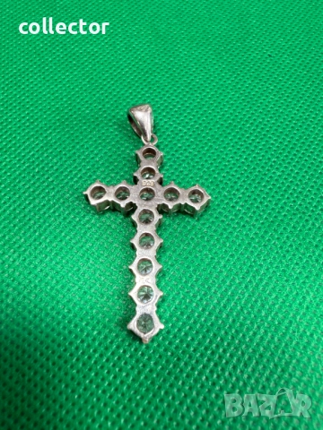 Масивен сребърен кръст с 12циркона. №7701, снимка 4 - Колиета, медальони, синджири - 52688370