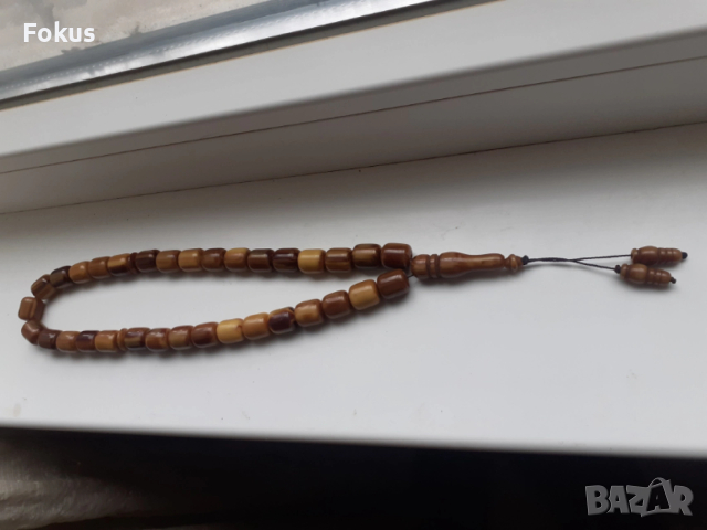 Красива стара броеница от каталин бакелит 33 + поп, снимка 2 - Антикварни и старинни предмети - 54070654