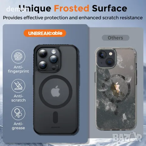 UNBREAKcable Магнитен калъф за iPhone 15 Pro Max 6.7", Съвместим с MagSafe, черен, снимка 6 - Калъфи, кейсове - 49902906