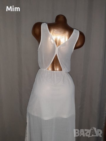 Н&М 36 Бяла, дълга ,ефирна рокля с дантела , снимка 3 - Рокли - 37794181