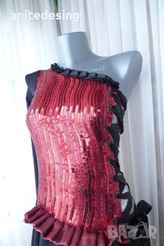 рокля за спортни танци комбинация между червено и черно, снимка 3 - Детски рокли и поли - 32895884