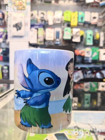 Бяла порцеланова чаша с изображение от детското филмче Лило и Стич / Lilo and Stitch