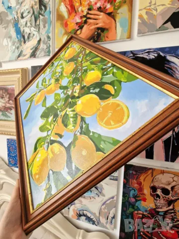 🍋 Свежест, която говори със слънцето ☀️ - Слънчеви Лимони 46х57, снимка 2 - Картини - 50033040