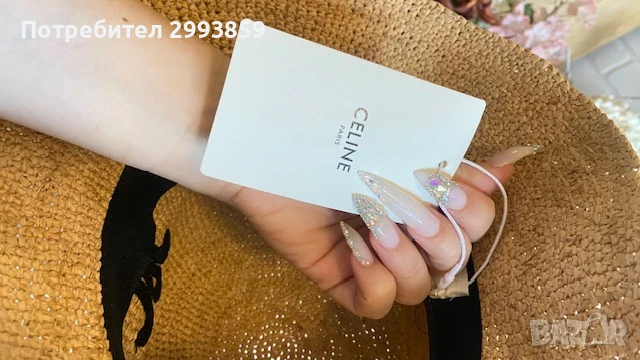 Шапка Селин*Celine Triomphe Raffia bucket hat original, снимка 3 - Шапки - 51348415
