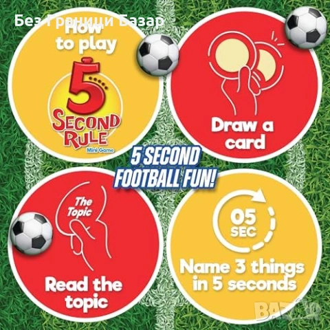 Нова Детска футболна игра с таймер 5 Second Rule Mini 2+ играчи 90 карти, снимка 3 - Настолни игри - 54046981