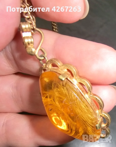 Разкошно ретро колие имитация на кехлибар, снимка 4 - Колиета, медальони, синджири - 52666691