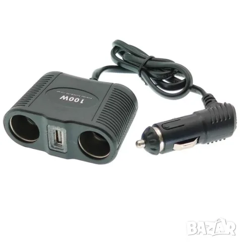 Двоен разклонител за запалка с USB зареждане и LED индикатор