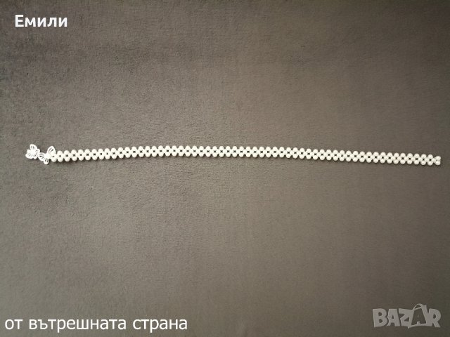 Елегантен колан бижу с бежови перли и закопчалка пеперуди в сребрист цвят , снимка 6 - Колани - 42134642