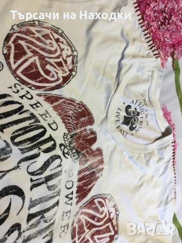 Оригинална мъжка тениска Affliction Motor SPirit White M Medium, снимка 4 - Тениски - 50830205