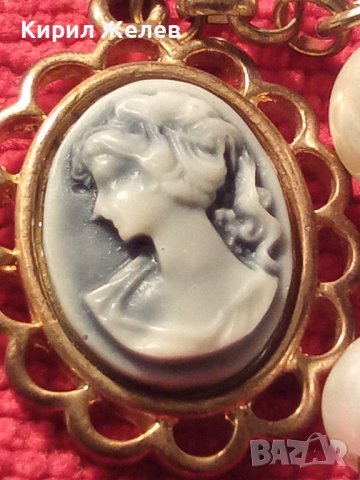 КЛАСИЧЕСКА КАМЕЯ с ПЕРЛИ БРОНЗ ПОЗЛАТА АРТ ДЕКО 21775, снимка 3 - Антикварни и старинни предмети - 32537715