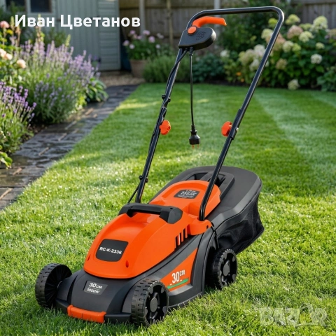 Мощна и лека електрическа градинска косачка 1000W, Кош за трева 35L, Регулируема височина