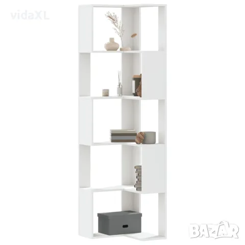 vidaXL Ъглова етажерка 5 нива бял 50x50x179 см инженерно дърво, снимка 2 - Етажерки - 56148190