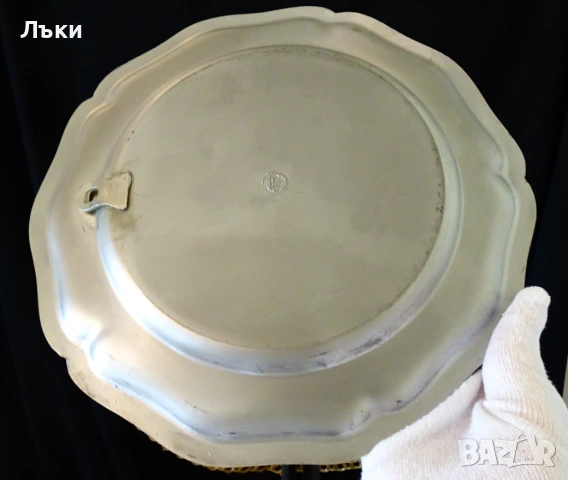Калаена чиния за стена,гравиране,снимка,505 гр. , снимка 3 - Антикварни и старинни предмети - 54167543